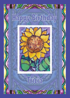 Tricia Sprout and Sunflower A Happy Birthday Wish Greeting Card