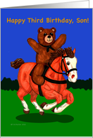 Son Third Birthday Teddy Bear on Galloping Horse