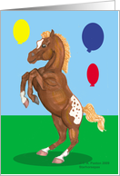 For Girls, Rearing Appaloosa Horse with Balloons, Birthday