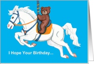 Teddy Bear on Carousel Horse Birthday Card
