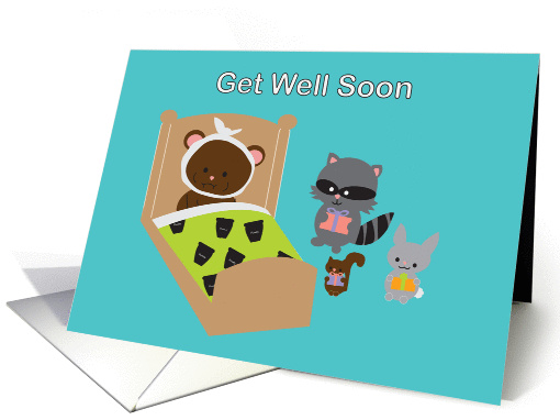 Get Well Soon Bear and Animal Friends card